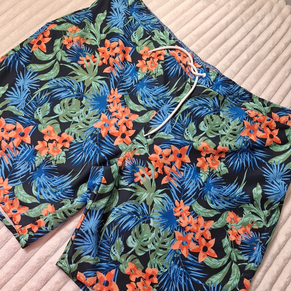 Hawaiian Tropical Swim Trunks Mens 4XL  Short Lined Resort Vacation Cruise‎